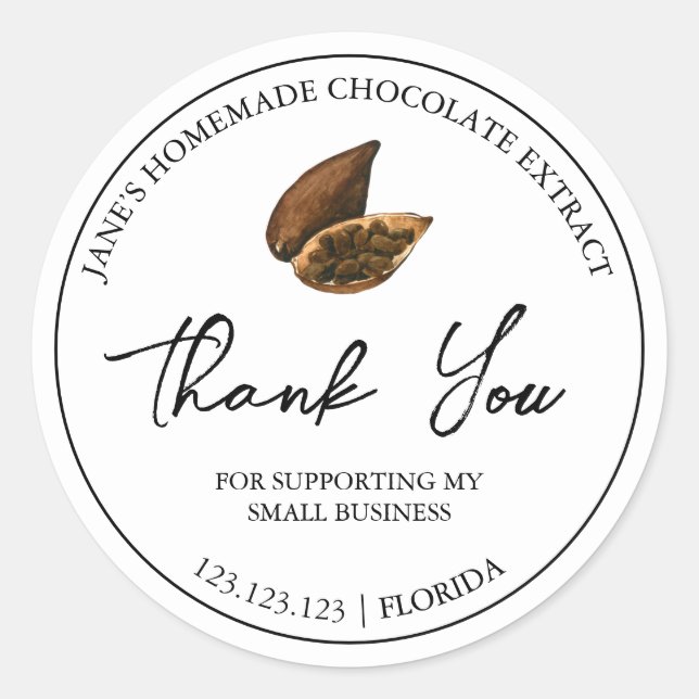 Étiquette de Merci d'extraction de chocolat maison (Devant)