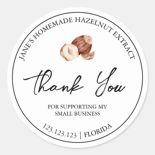 Étiquette de Merci d'extraction de noisette maison (Devant)