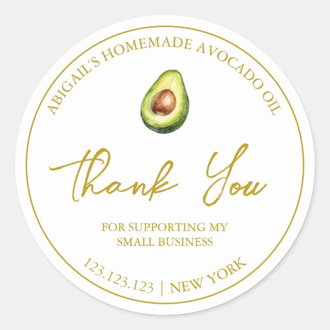 Étiquette de Merci d'huile d'Avocado simple fait m (Devant)