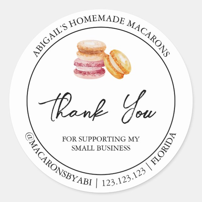 Étiquette de Merci Macaron maison simple (Devant)