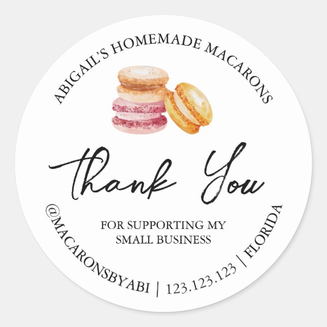 Étiquette de Merci Macaron maison simple (Devant)