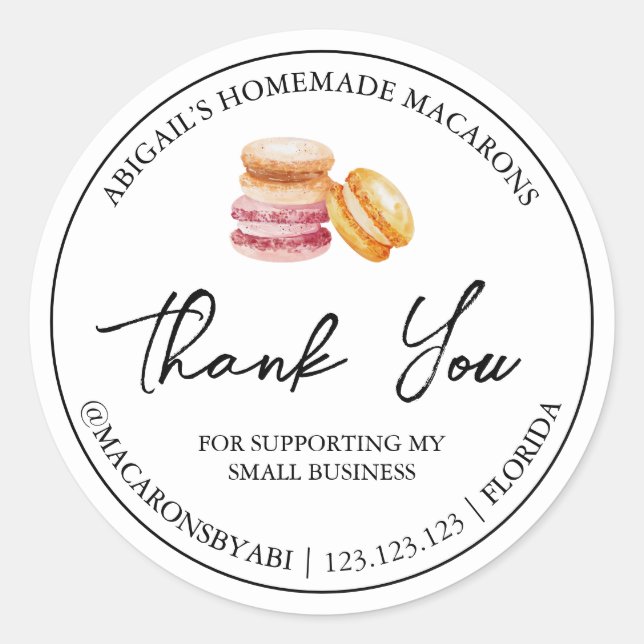 Étiquette de Merci Macaron maison simple (Devant)