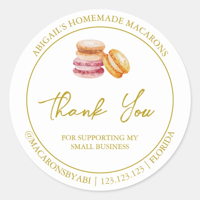 Étiquette de Merci Macaron maison simple (Devant)