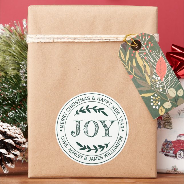 Étiquette de message de Noël JOY Cadeau (vacances)