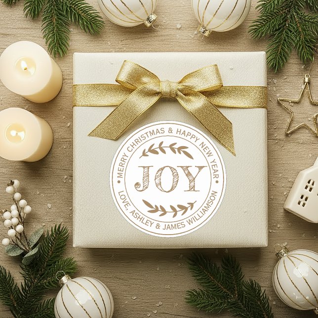 Étiquette de message de Noël JOY Gold Cadeau (Créateur téléchargé)