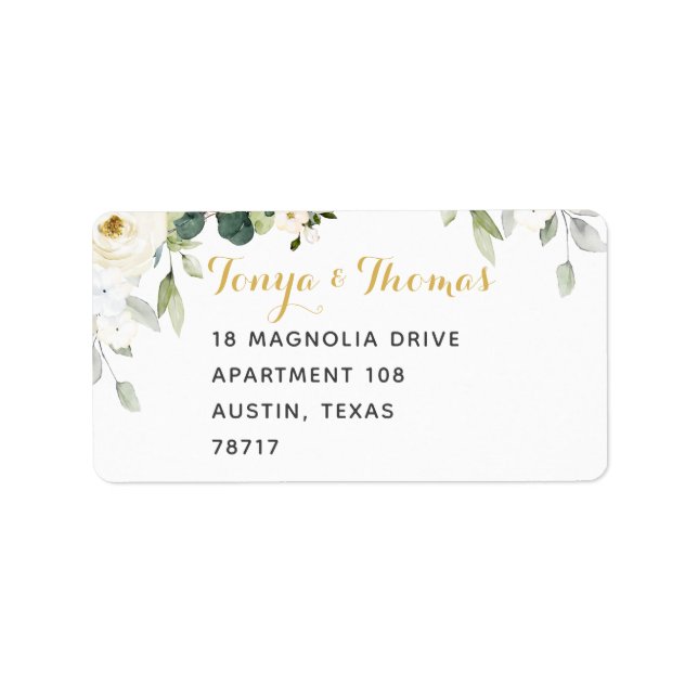 Étiquette de messagerie Mariage White Peony Epipha (Devant)