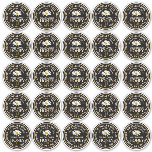 étiquette de miel 2,5 pouces Vinyl Waterproof avec (Devant)