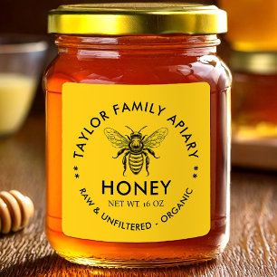 Étiquette de miel avec abeille à couleur personnal