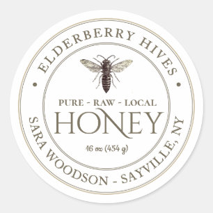 Étiquette de miel blanc avec reine Vintage