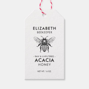 Étiquette de miel d'acacia avec abeille à miel