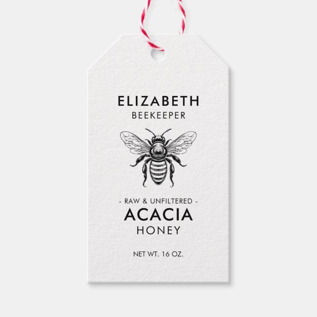 Étiquette de miel d'acacia avec abeille à miel (Devant)