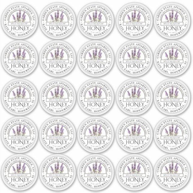 étiquette de miel de 2 po avec nom d'État et fleur (Devant)