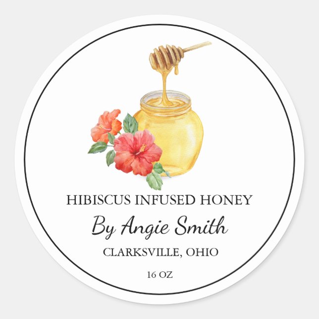 Étiquette de miel de hibiscus infusé simple (Devant)