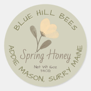 Étiquette de miel de printemps vert Aquarelle jaun