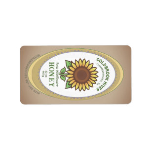 Étiquette de miel de tournesol pointé sur la front