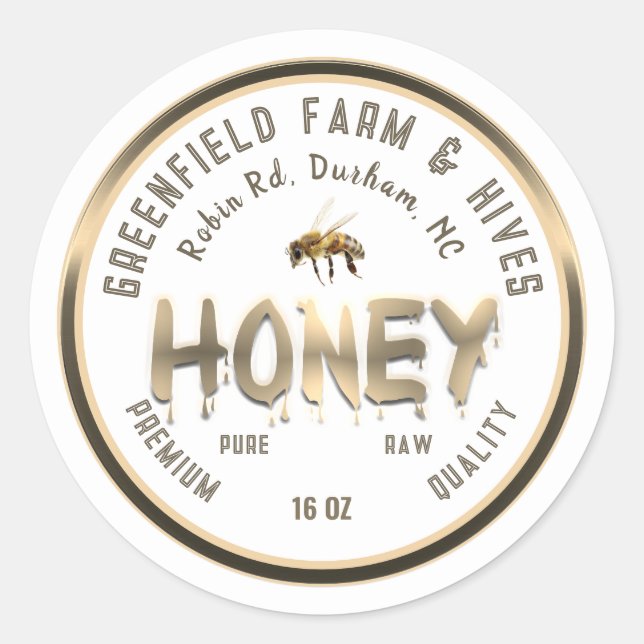 Étiquette de miel doré métallisé fleur de margueri (Devant)