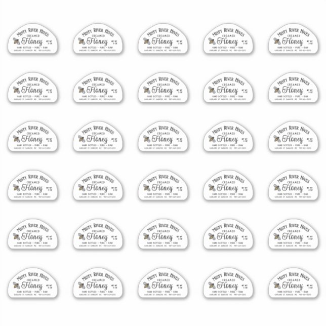 Étiquette de miel en forme de brochet pour 3 oz de (Devant)