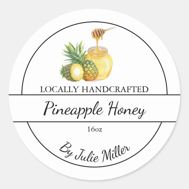 Étiquette de miel infusé à l'ananas fait maison si (Devant)
