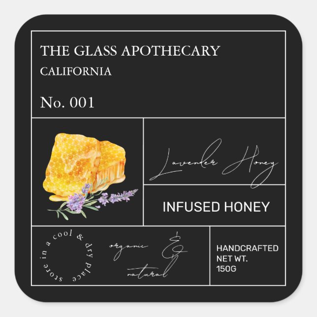 Étiquette de miel infusé Apothecary Lavender (Devant)