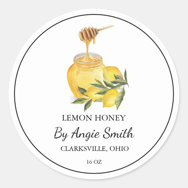 Étiquette de miel infusé au citron simple (Devant)