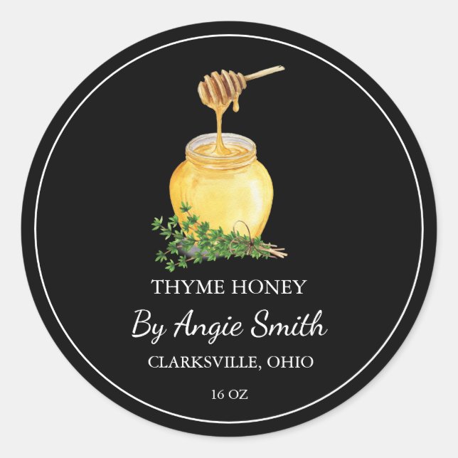 Étiquette de miel infusé au thym simple (Devant)