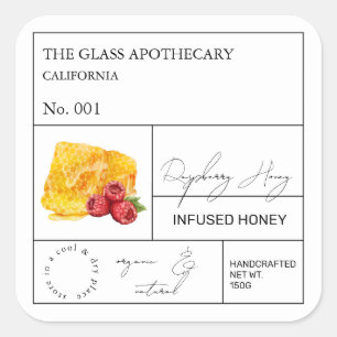 Étiquette de miel infusé de framboise apothecaire