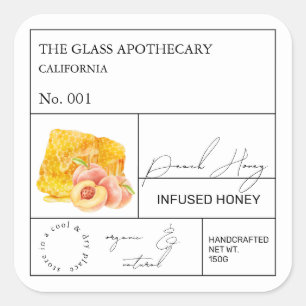 Étiquette de miel infusé de la pêche d'apothecaire