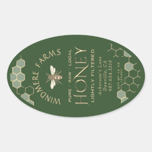 Étiquette de miel Queenline 16/32oz Bee Bee Green