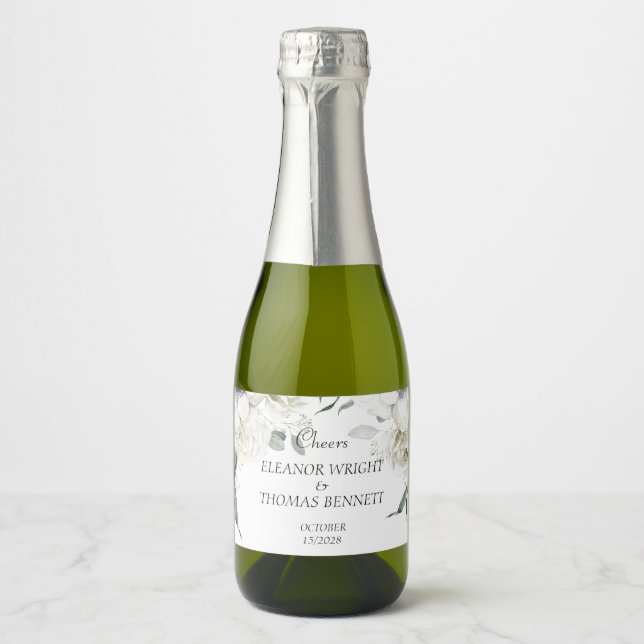 Étiquette de mini bouteille de champagne botanique (Devant)