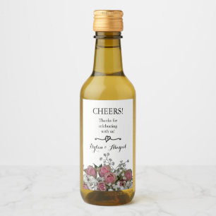 Étiquette de mini-bouteille de vin Bouquet de rose