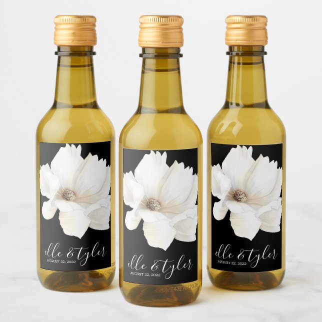 Étiquette de mini bouteille de vin de mariage flor (Bouteilles)