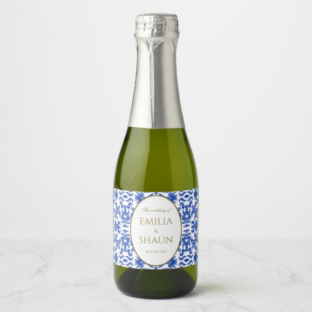 Étiquette de mini-fizz à motif sicilien bleu (Devant)