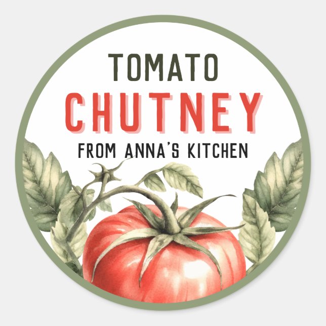 Étiquette de mise en conserve de chutney de tomate (Devant)