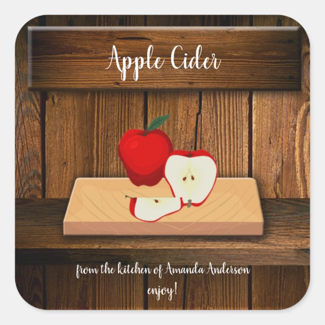 Étiquette de mise en conserve de cidre de pomme Sq (Devant)