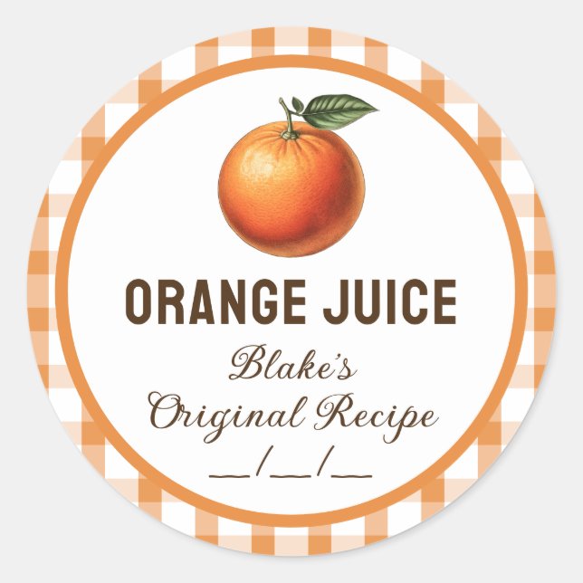 Étiquette de mise en conserve de jus d'orange avec (Devant)