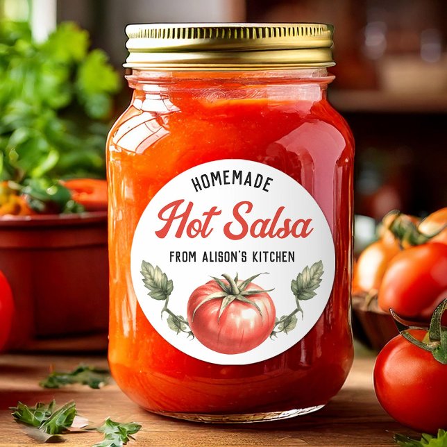 Étiquette de mise en conserve de salsa chaude mais (Créateur téléchargé)