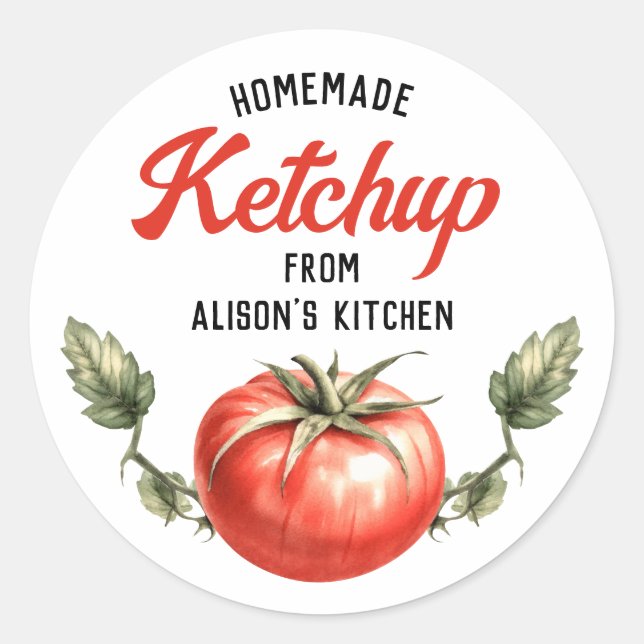 Étiquette de mise en conserve du ketchup à la toma (Devant)