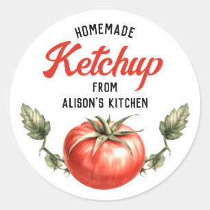 Étiquette de mise en conserve du ketchup à la toma