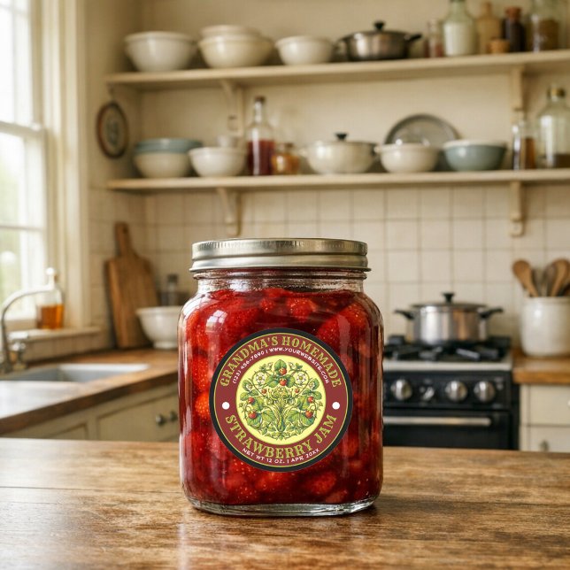 Étiquette de modèle de confiture de fraise maison  (Créateur téléchargé)