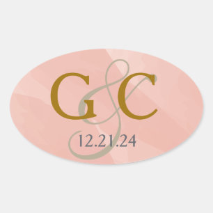 Étiquette de monogramme à l'aquarelle rouge