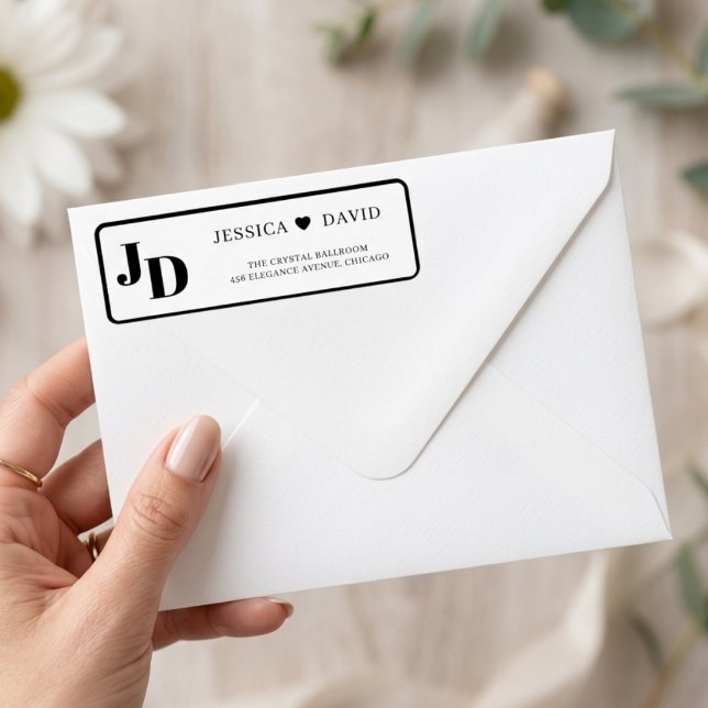 Étiquette de monogramme d'adresse de retour de mar (Créateur téléchargé)
