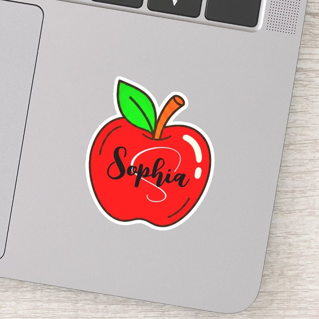 Étiquette de monogramme de nom personnalisé | Prof (custom name teacher decal, classic apple teacher gift)