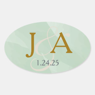 Étiquette de monogramme vert