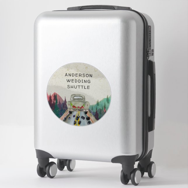 Étiquette de navette de mariage à l'aquarelle rust (Sur valise)