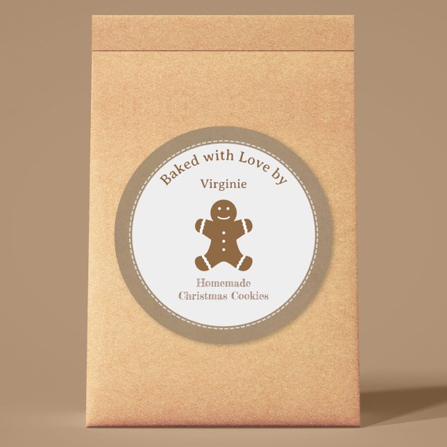 Étiquette de Noël - Bonhomme en pain d'épice (Homemade Christmas Cookies Gingerbread Man Sticker)