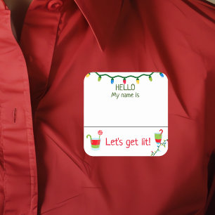 Étiquette de Noël Cocktail Nom de la fête Badge