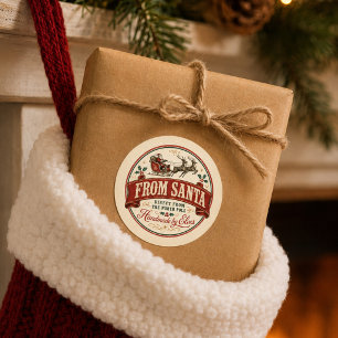 Étiquette de Noël de la part du Père Noël vintage