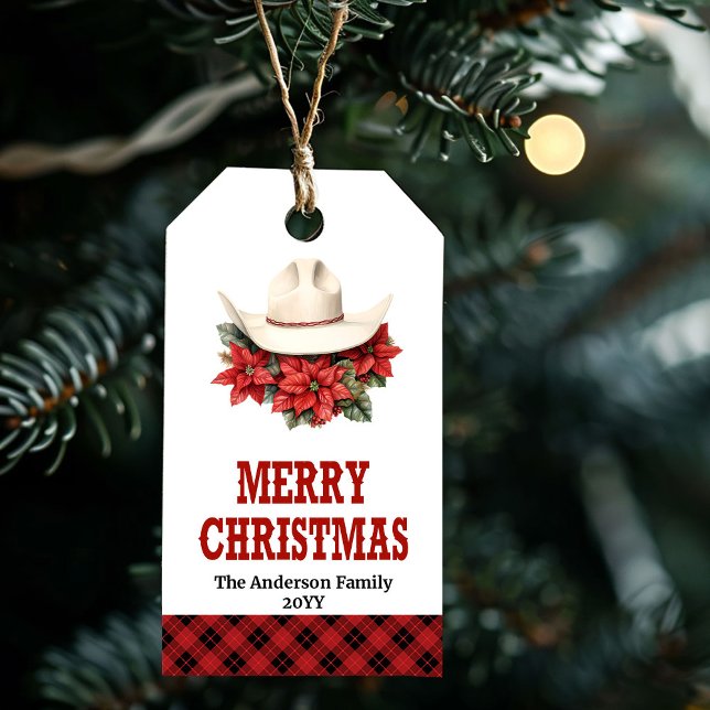 Étiquette de Noël de l'Ouest sauvage modifiable av (Wild West Christmas tag editable with your name)