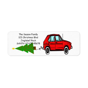 Étiquette de Noël de voiture et d'arbre