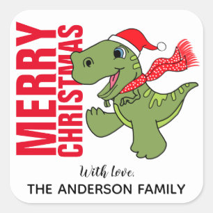 Étiquette de Noël dinosaure
